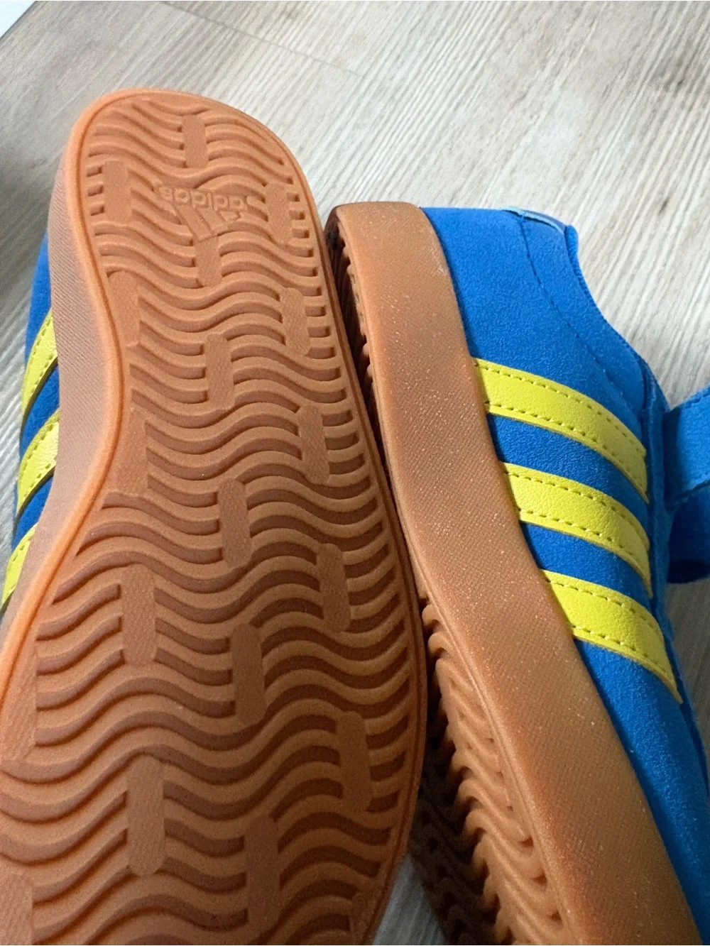 adidas Blue and Yellow Kids Velcro Sneakers